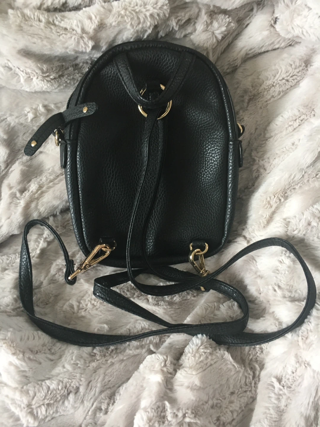 Black Faux Leather Mini Backpack Purse - photo 2