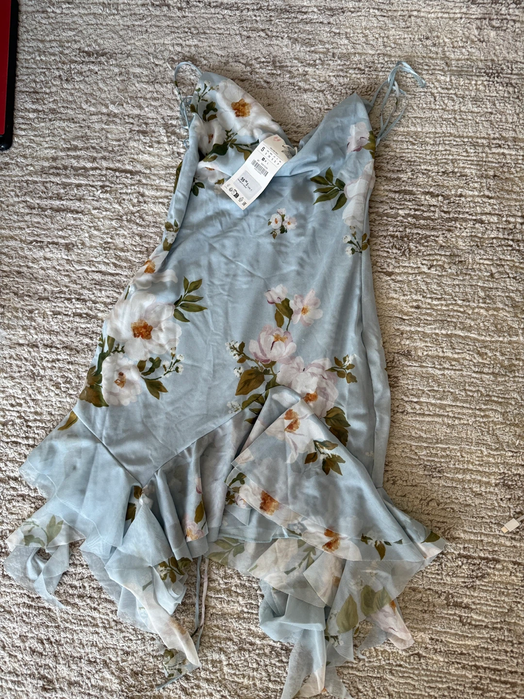 Light Blue Floral Slip Dress Size S - photo 4