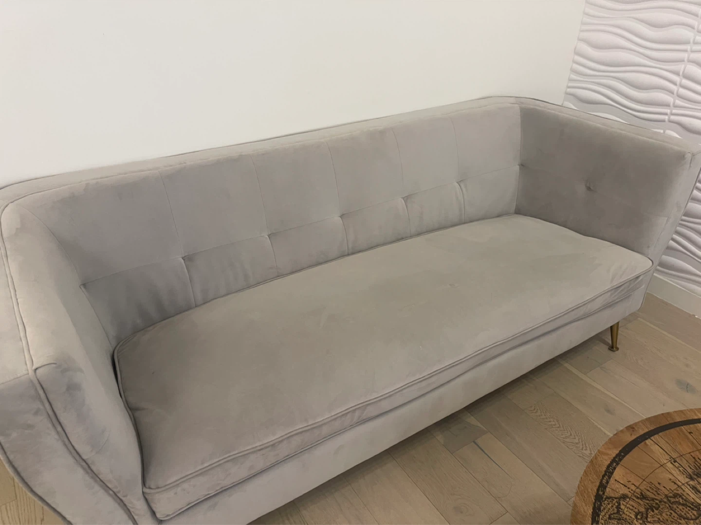Structube STASIA Velvet Sofa – Light Grey / Gold Legs - photo 3