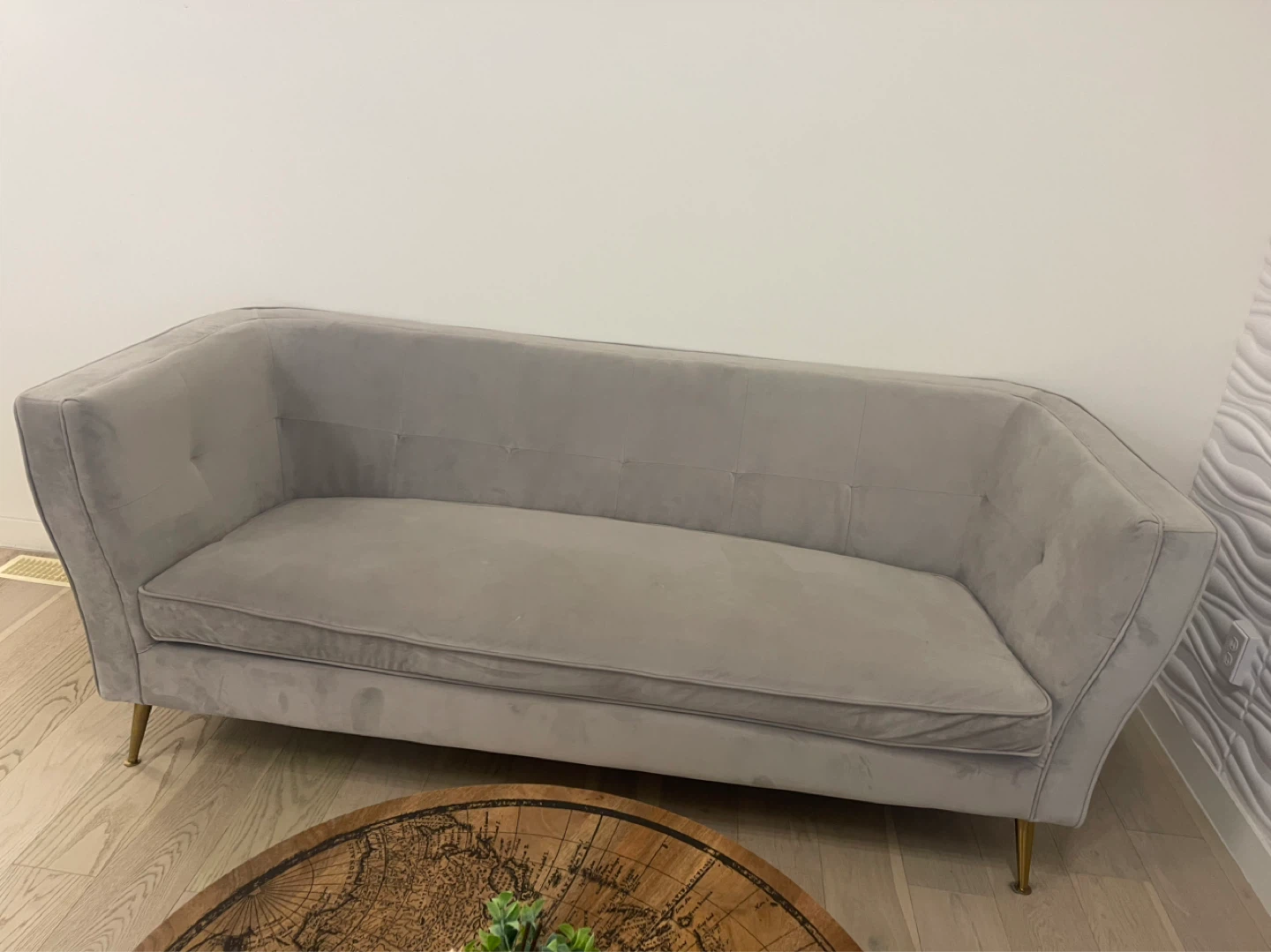 Structube STASIA Velvet Sofa – Light Grey / Gold Legs - photo 4