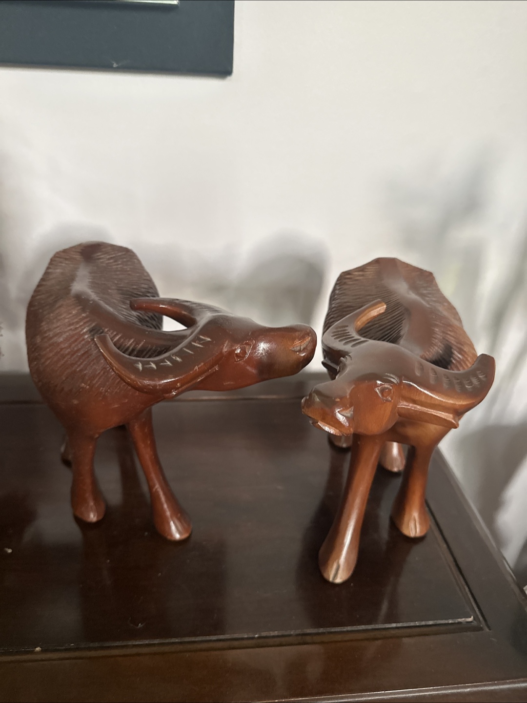 Wooden Water Buffalo Figurines Set