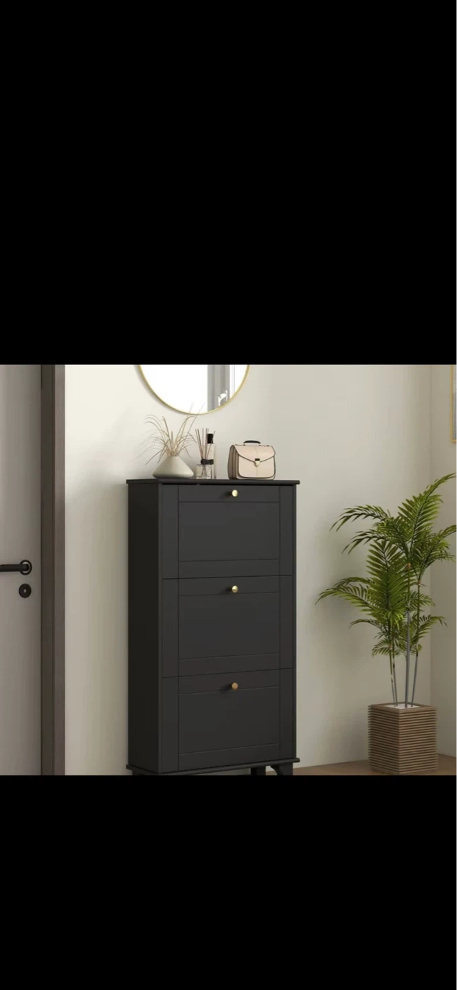 Black 3-Drawer Shoe Cabinet - 12 Pair Capacity