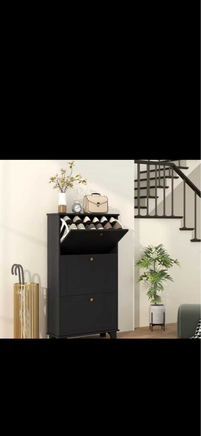 Black 3-Drawer Shoe Cabinet - 12 Pair Capacity - photo 4