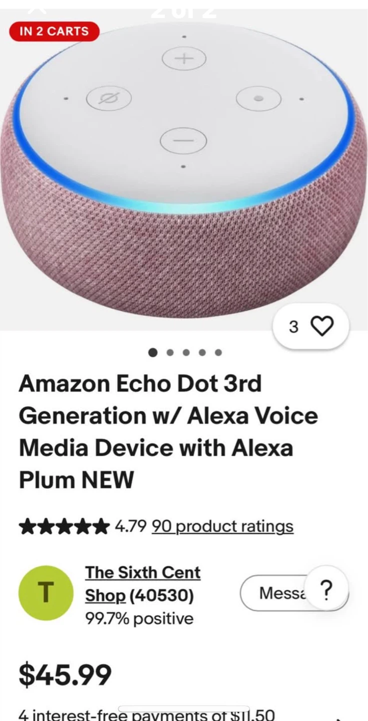 Echo Dot Smart Speaker with Alexa Voice Control 3rd Gen - photo 2