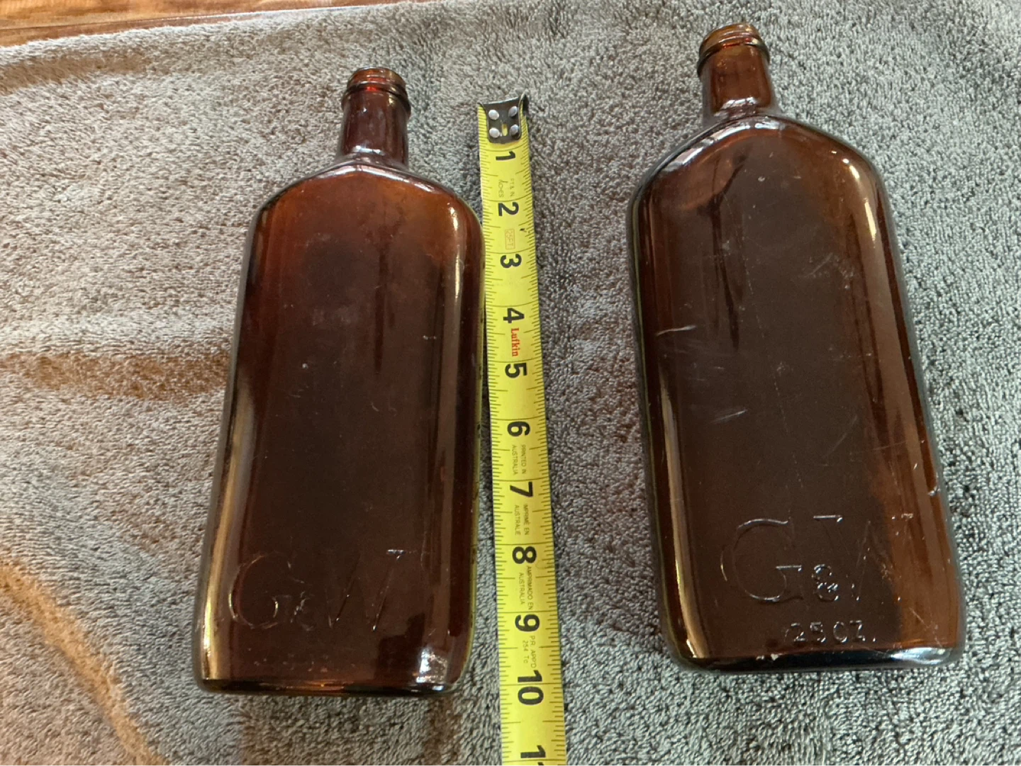 2. 1950’s G&W GOODERHAM WORTS 25oz Brown Whisky Bottles
