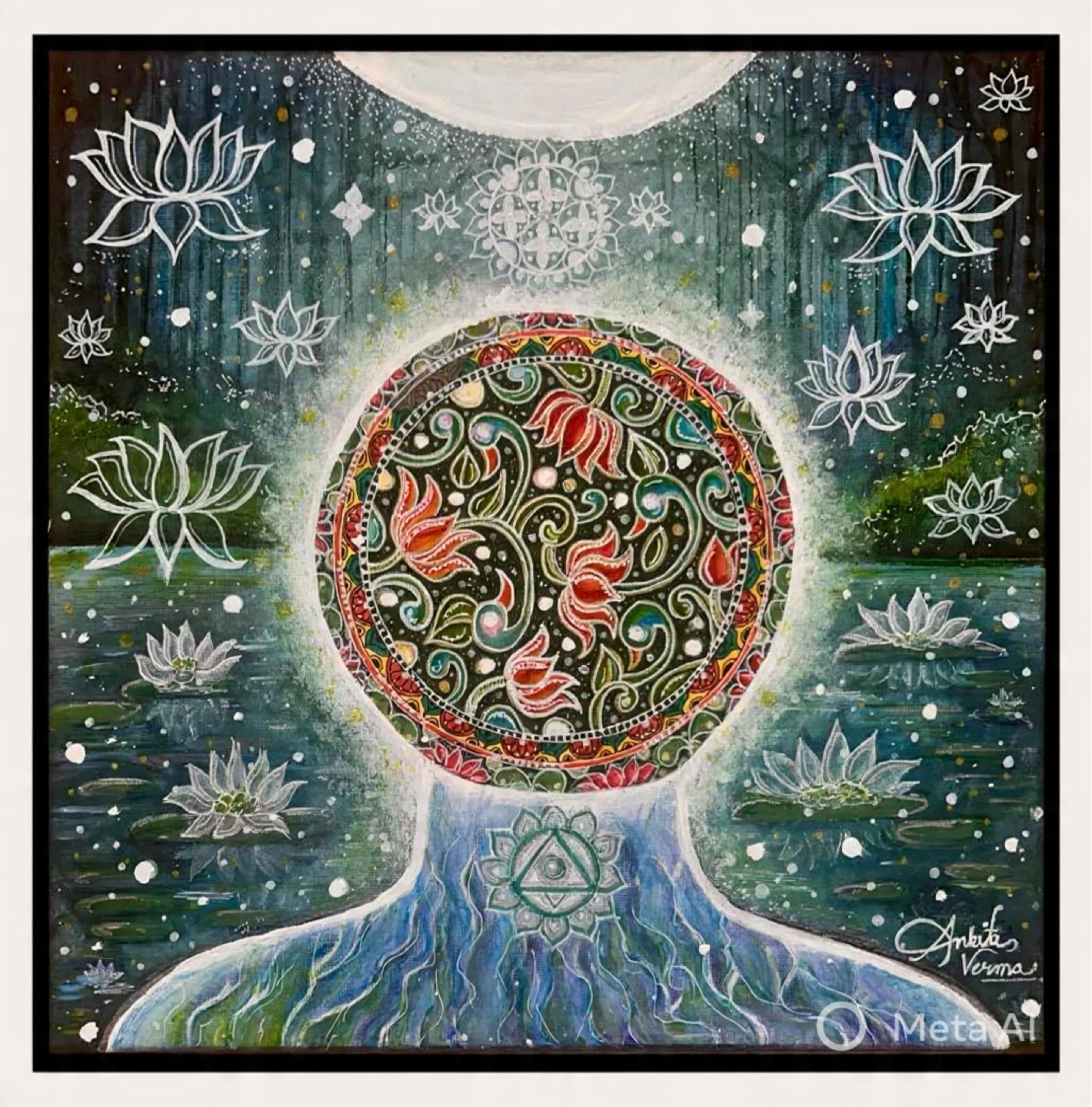 Spiritual Lotus Mandala Canvas Art