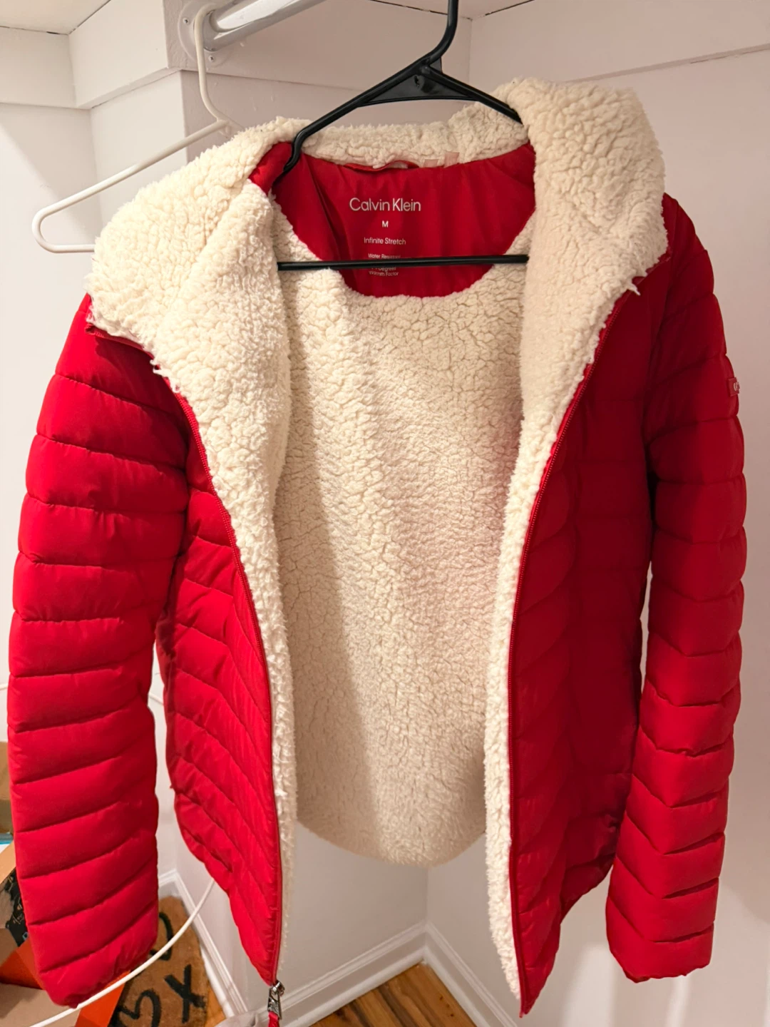 Calvin Klein Red Puffer Jacket with Sherpa Lining - Size M - photo 2