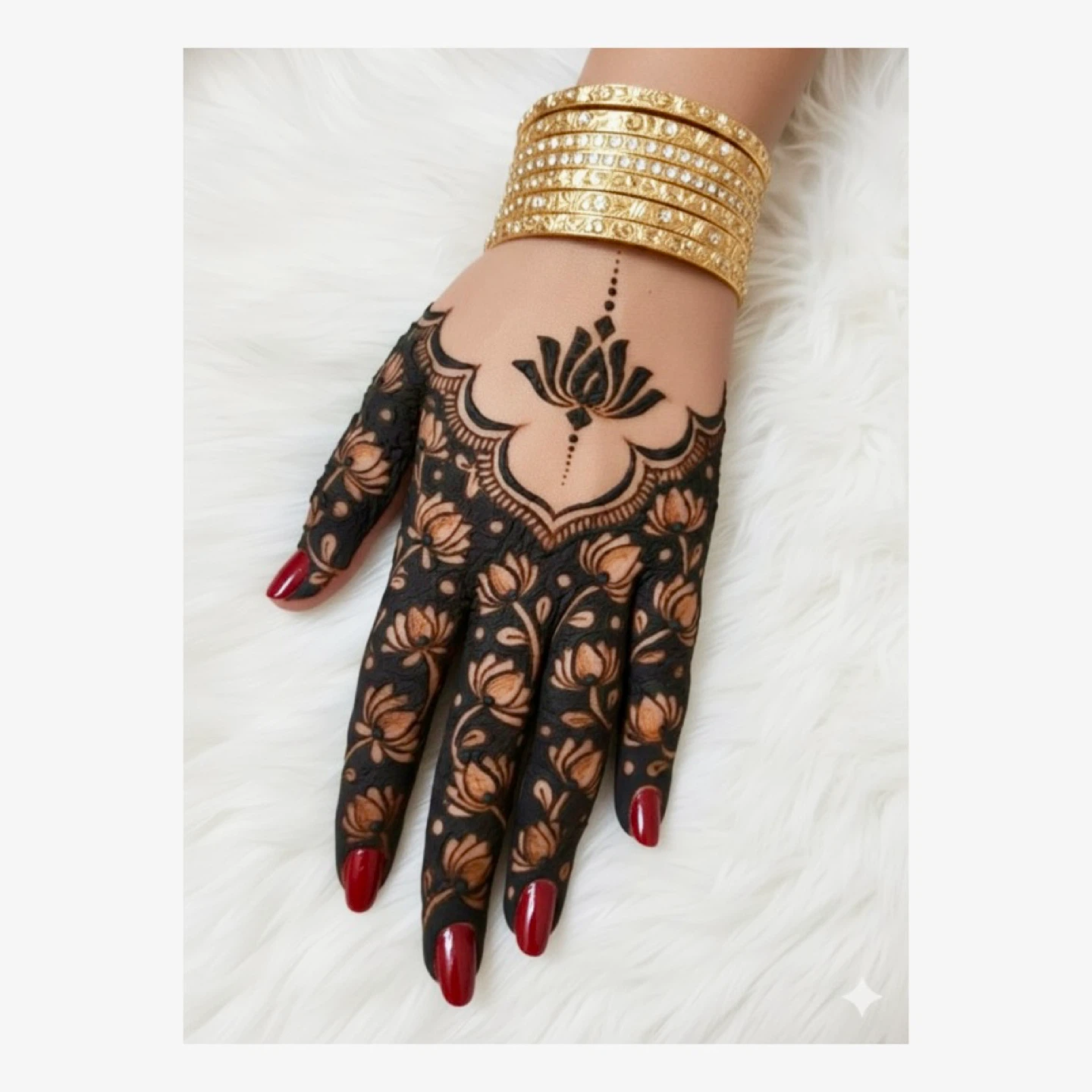 Intricate Lotus Henna Design Temporary Tattoo