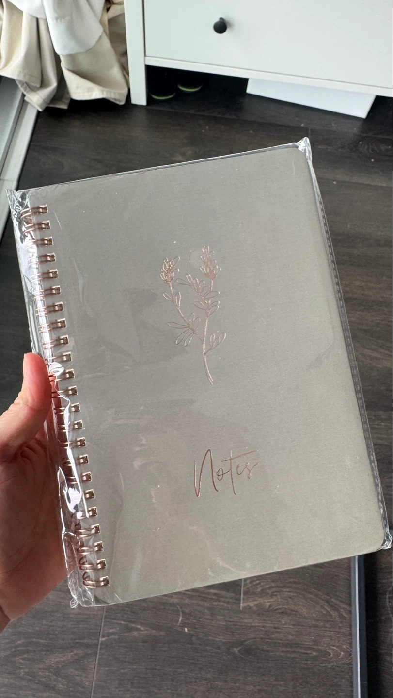 Grey Floral "Notes" Spiral Notebook