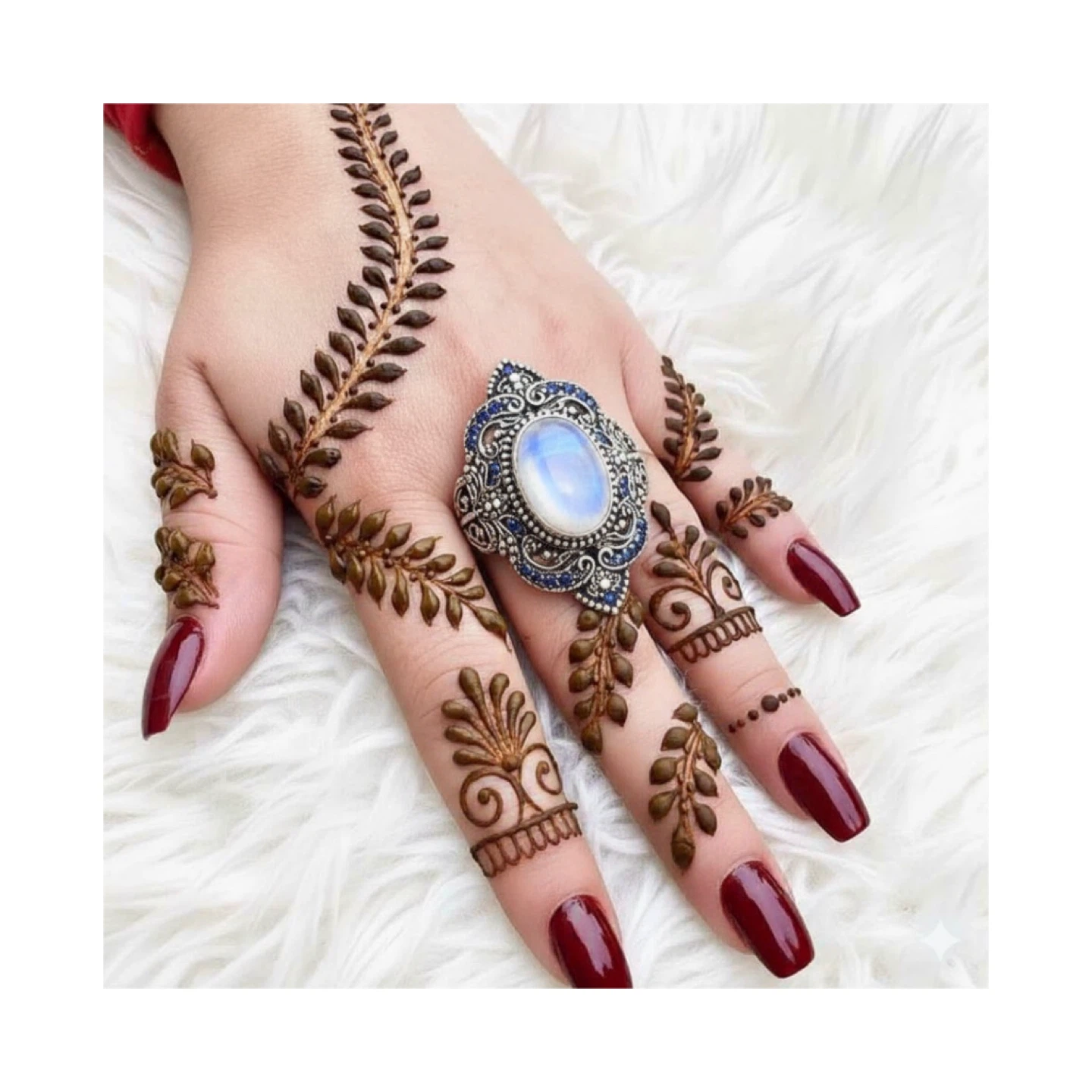 Henna Hand Design with Ring