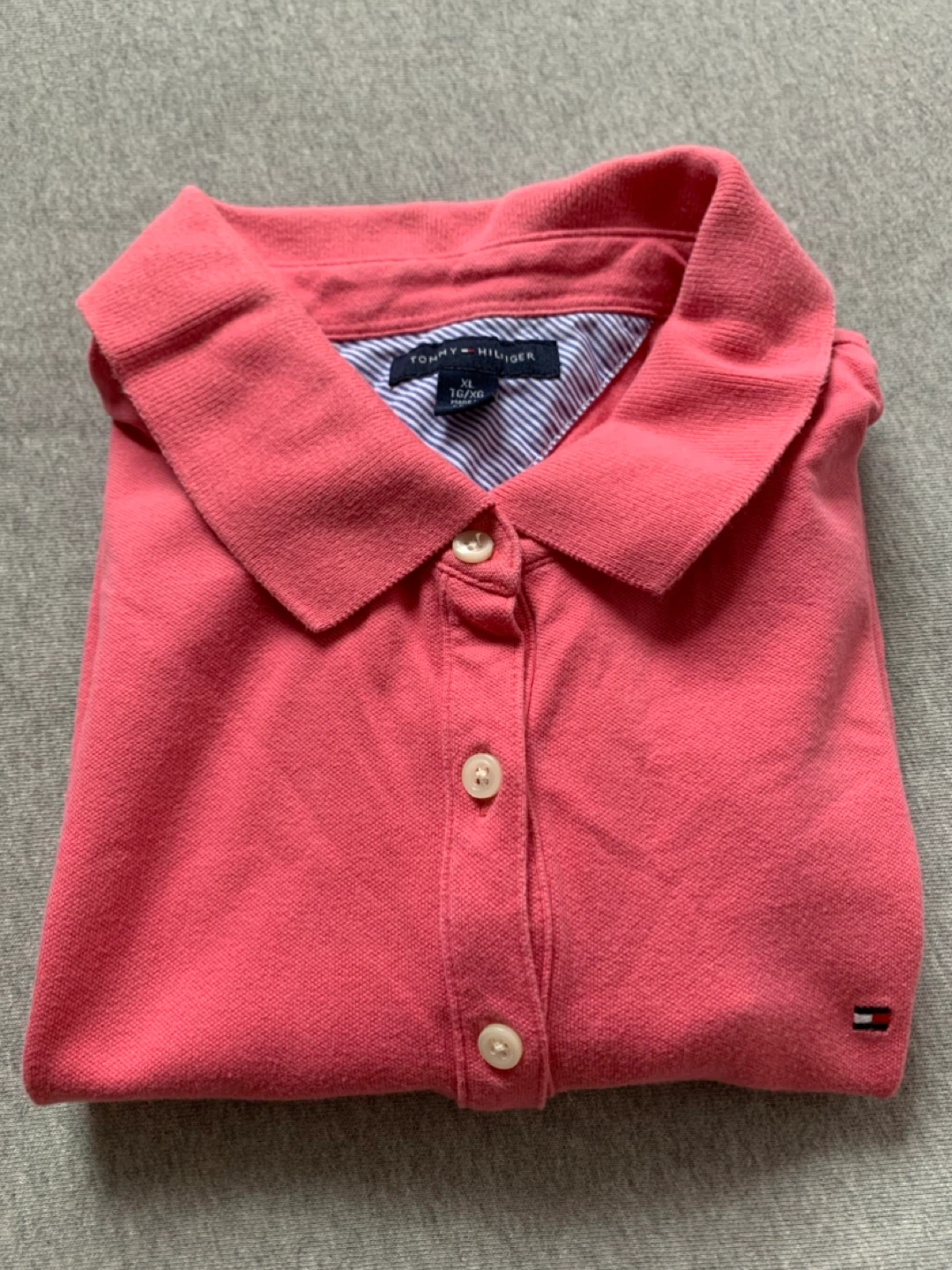 Ladies Tommy Hilfiger Pink Polo Shirt - Size XL - BLEACH STAIN