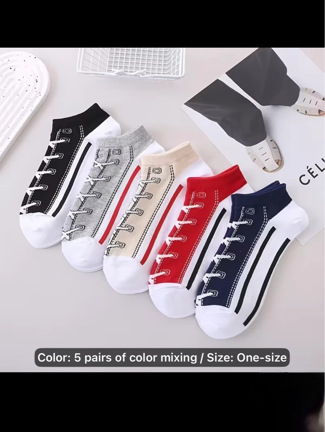 5 Pairs of Sneaker Ankle Socks
