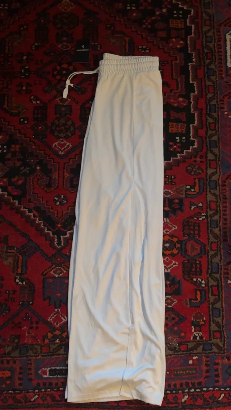 White Polyester Blend Track Pants Size Medium - photo 2