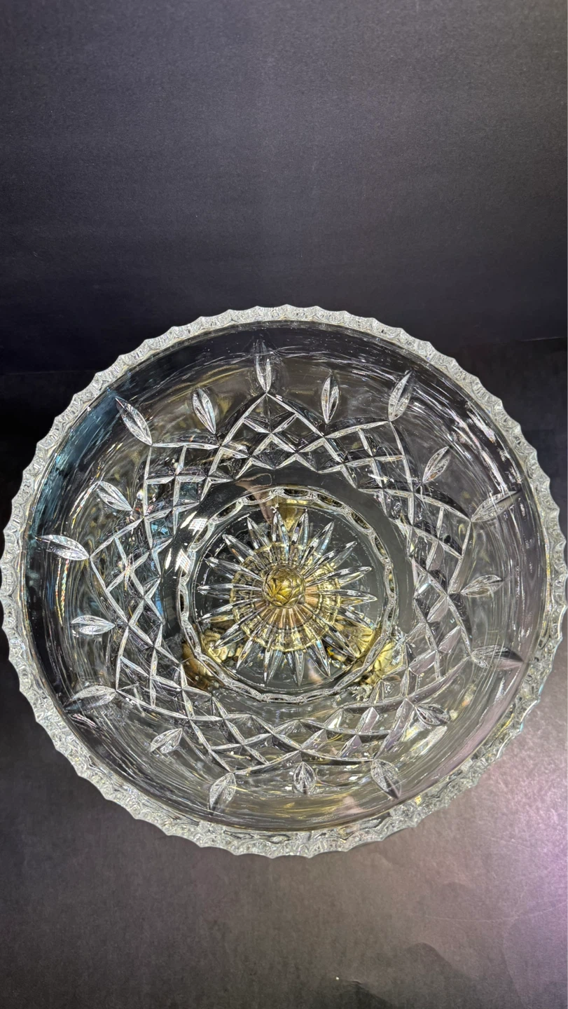 Vintage Crystal Pedestal Bowl with Ornate Gold Base - photo 2