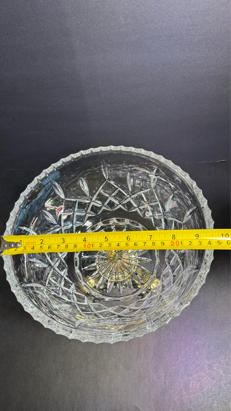 Vintage Crystal Pedestal Bowl with Ornate Gold Base - photo 4