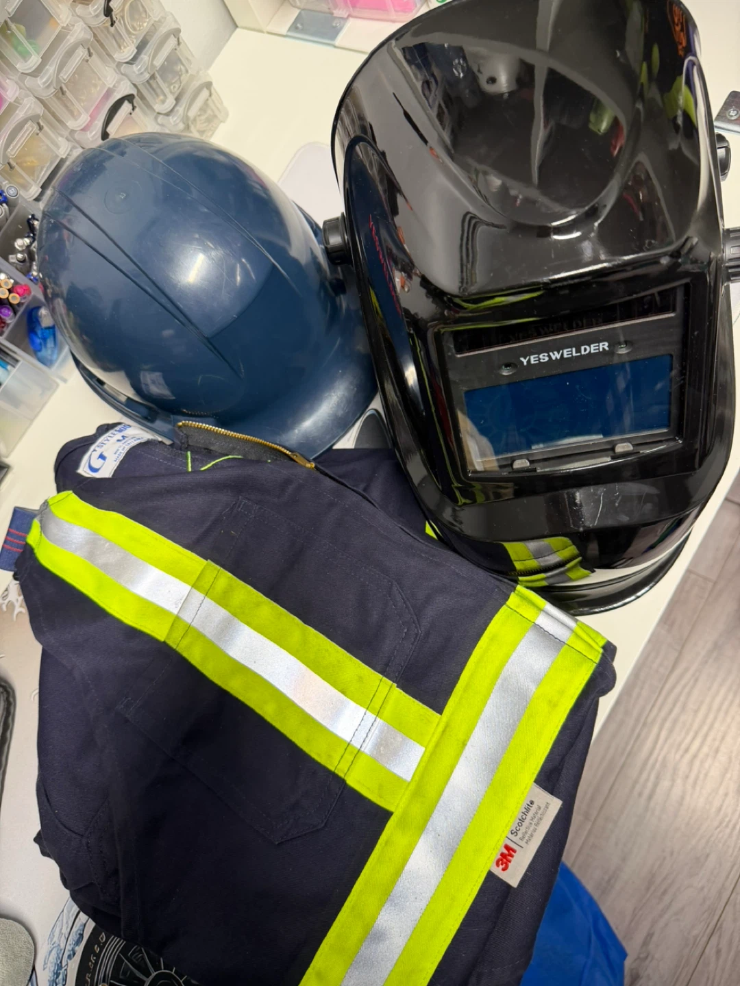 (FREE) High Visibility Overalls, Hard Hat & Welding Helmet