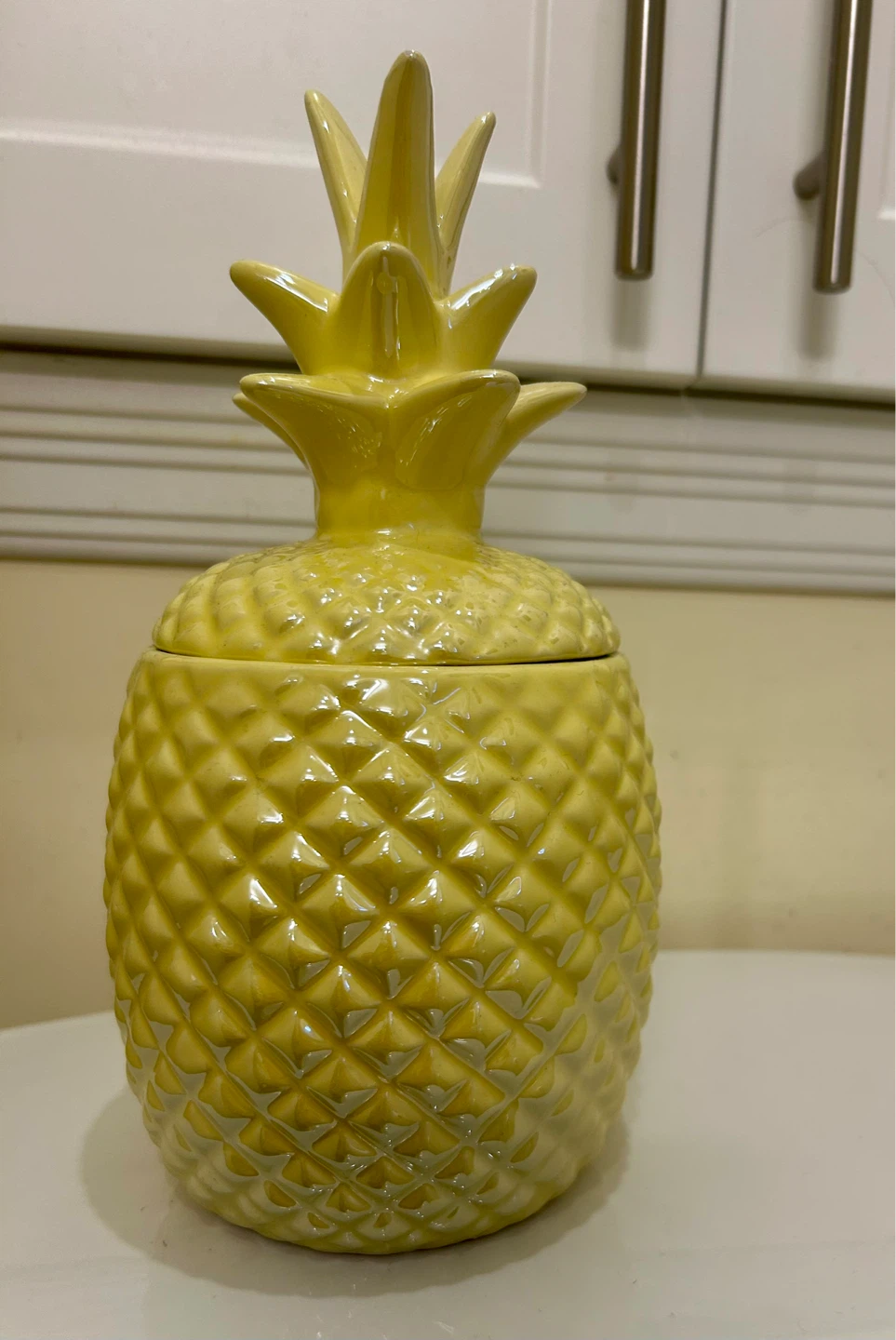 Yellow Pineapple Ceramic Jar with Lid
