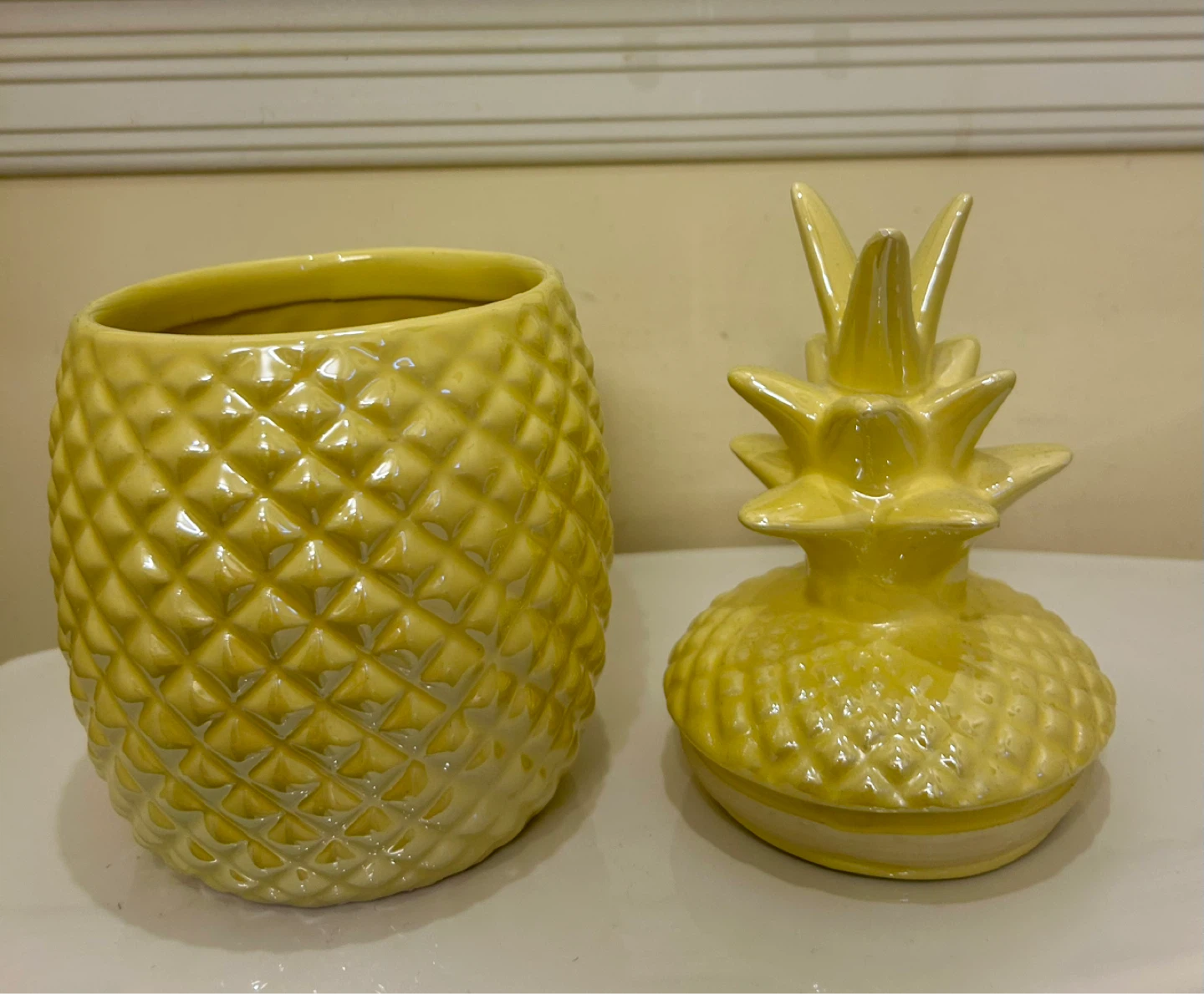 Yellow Pineapple Ceramic Jar with Lid - photo 2