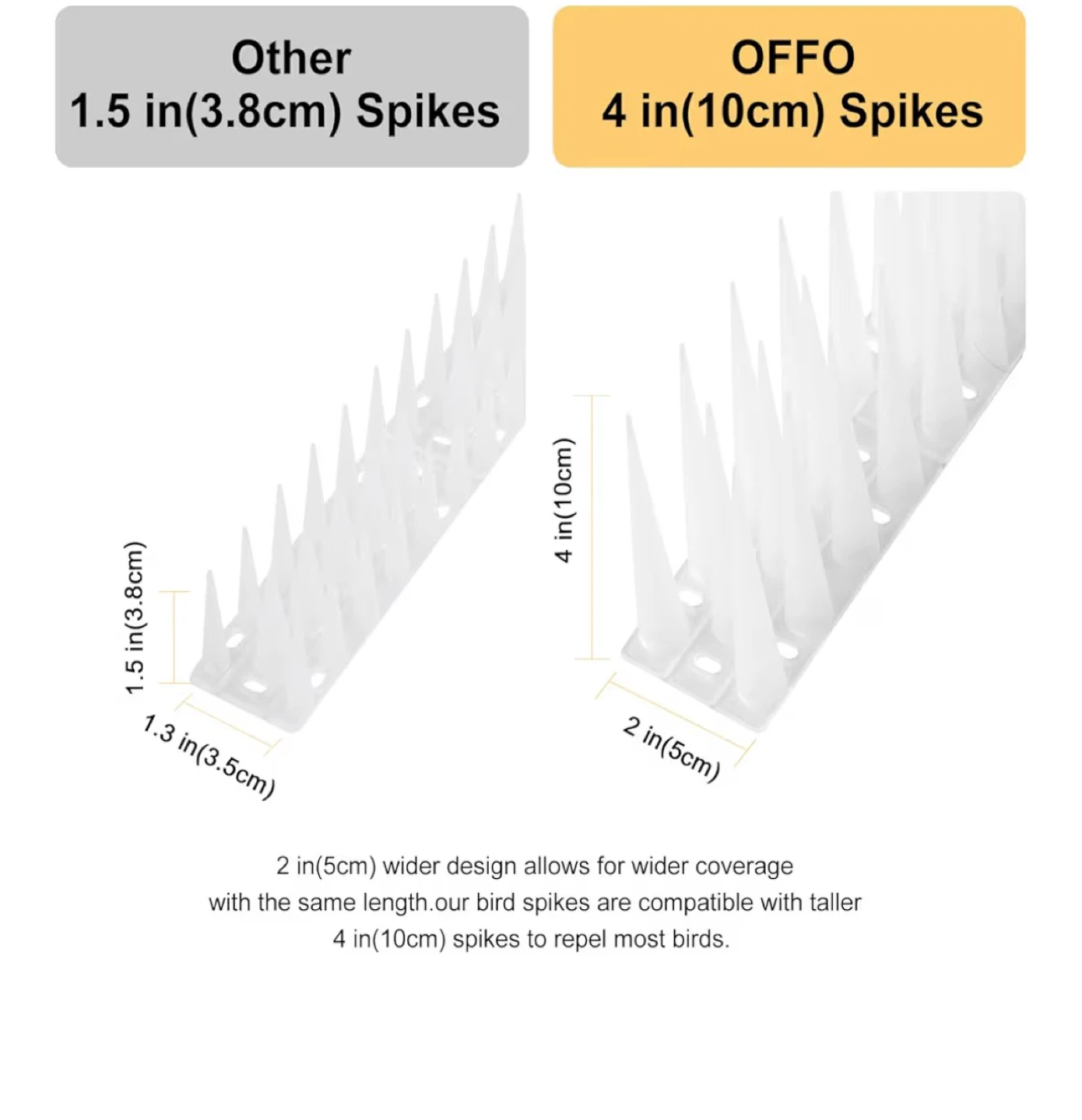 OFFO Bird Spikes - 4 inch Clear Plastic Bird Control Spikes - photo 2