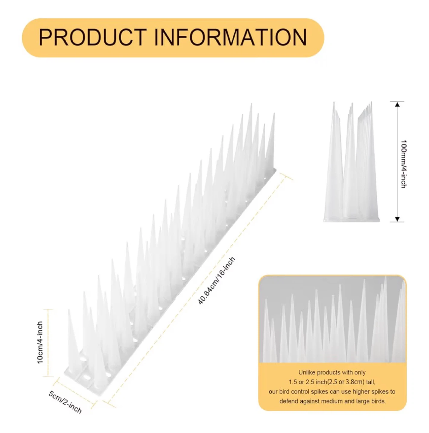 OFFO Bird Spikes - 4 inch Clear Plastic Bird Control Spikes - photo 5