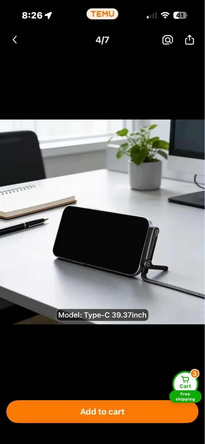 2-in-1 Foldable Phone Stand & 240W Fast Charging Data Cable - photo 4