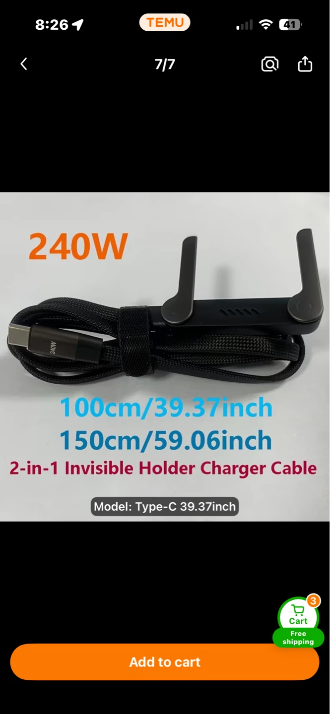 2-in-1 Foldable Phone Stand & 240W Fast Charging Data Cable - photo 3