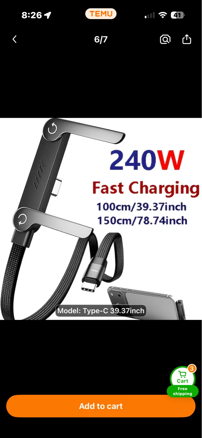 2-in-1 Foldable Phone Stand & 240W Fast Charging Data Cable