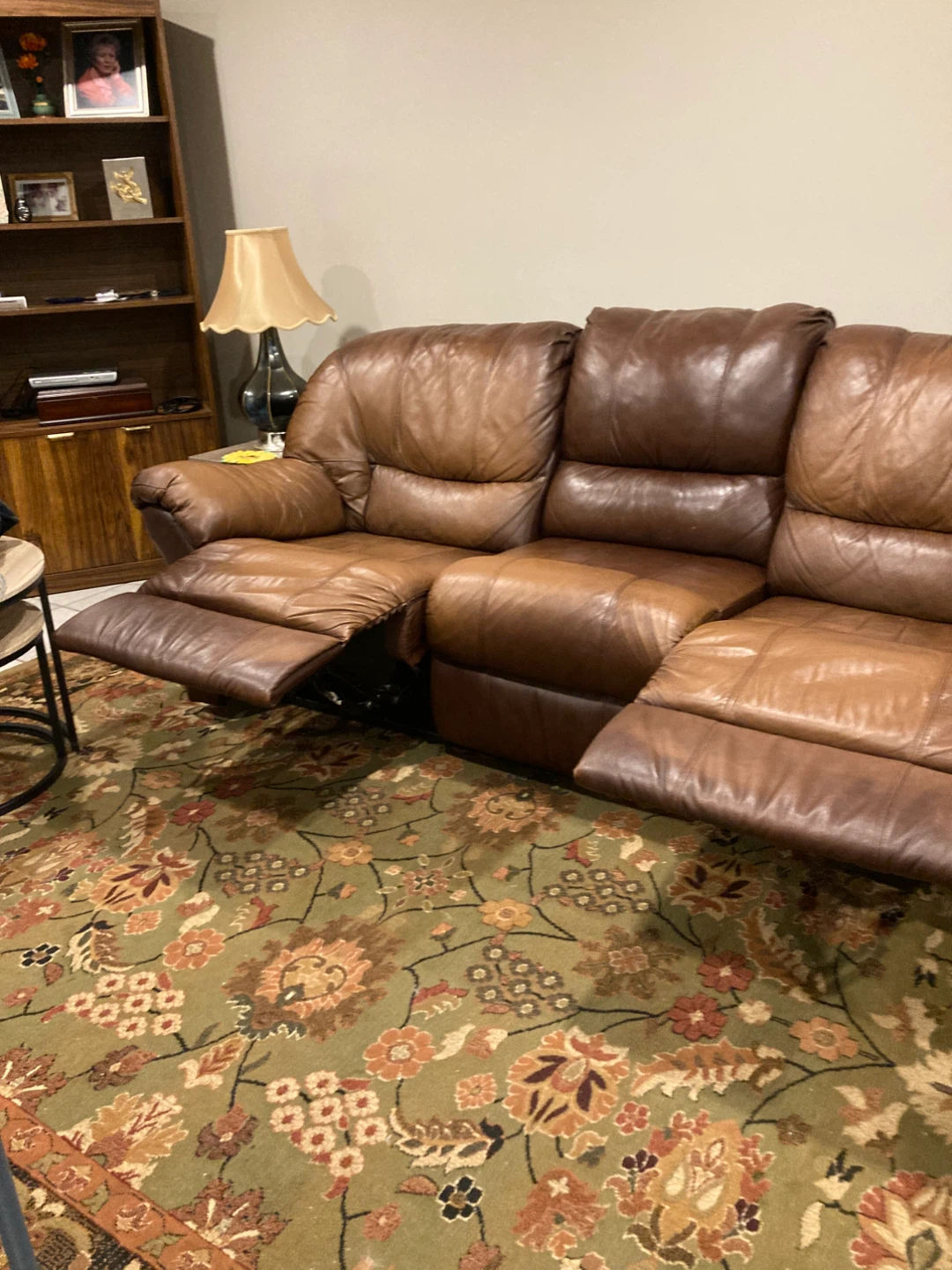 Brown Leather Sofa and Recliner Set - photo 4