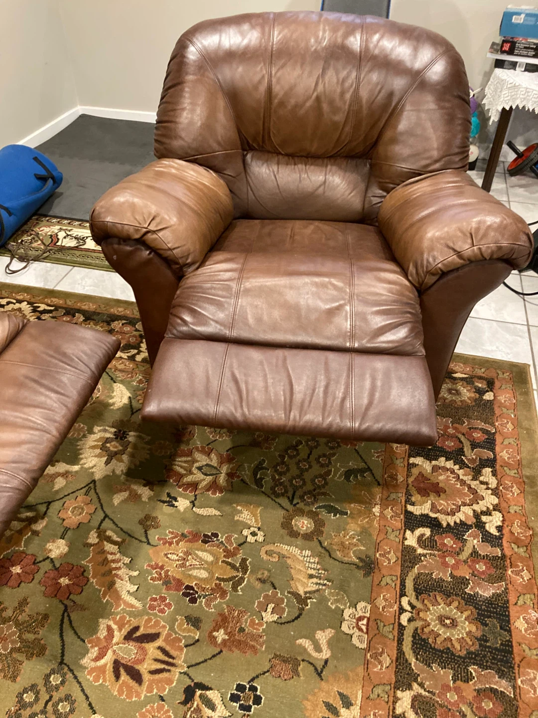Brown Leather Sofa and Recliner Set - photo 3