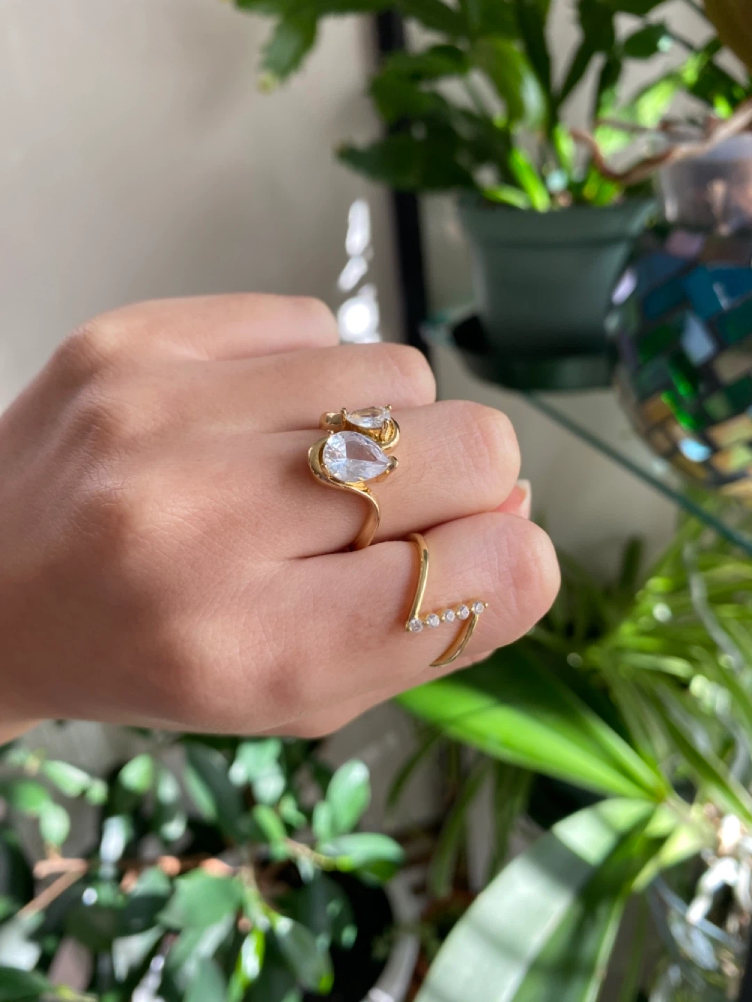 Gold Tone Ring with Clear Stones - photo 2