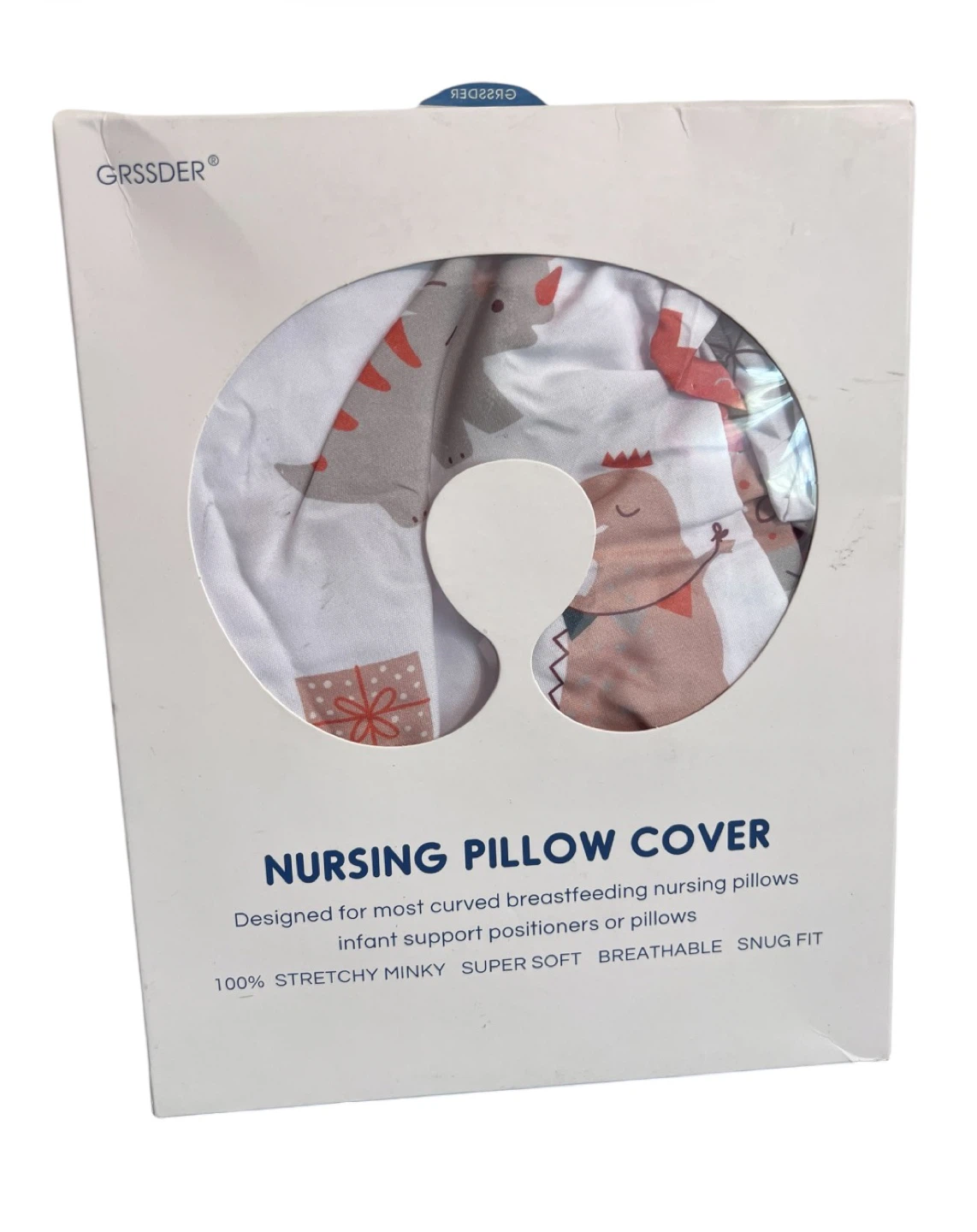 GRSSDER Soft Minky Nursing Pillow Cover – Dinosaur Print