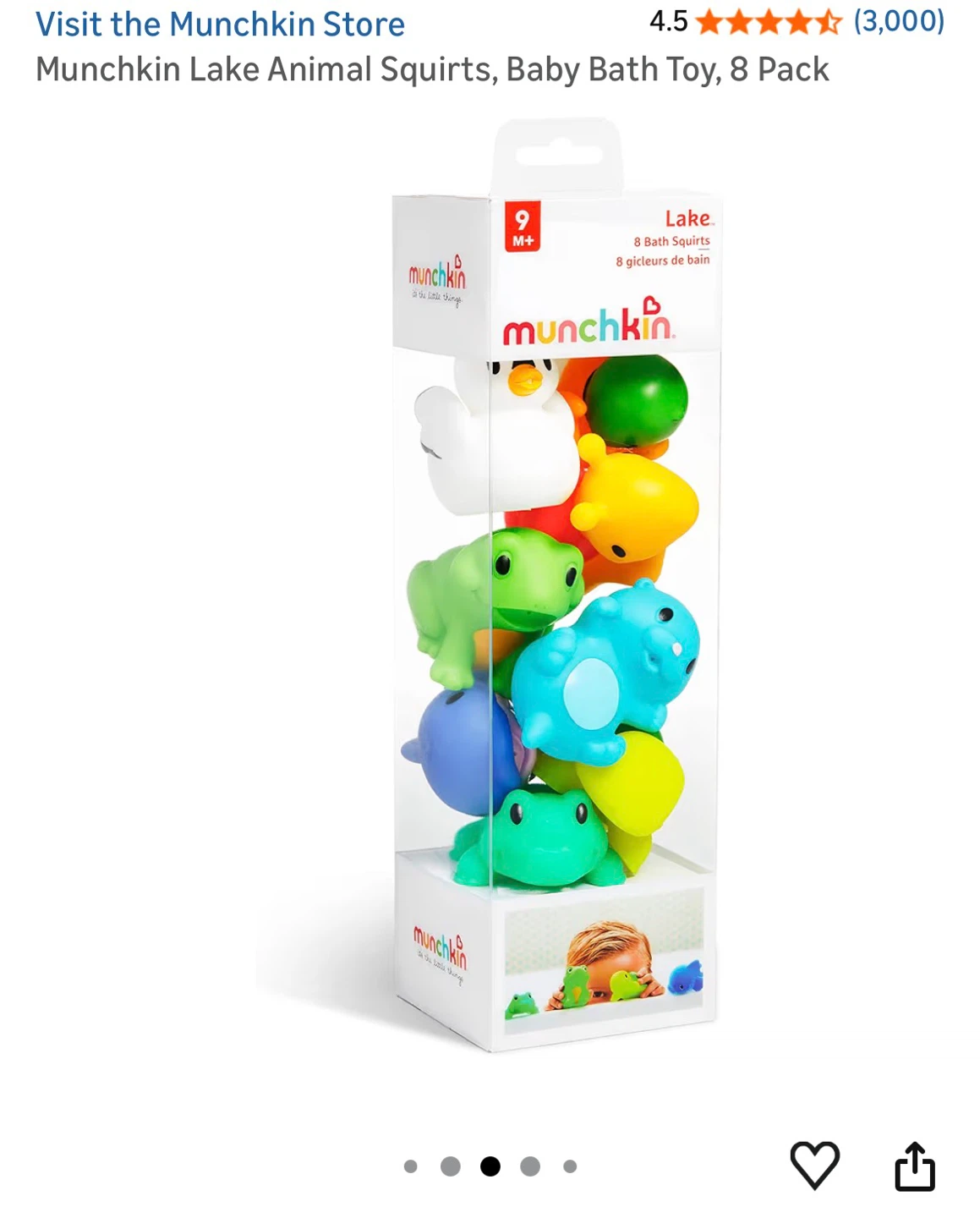 Munchkin Lake Animal Squirts Bath Toy, 8 Pack