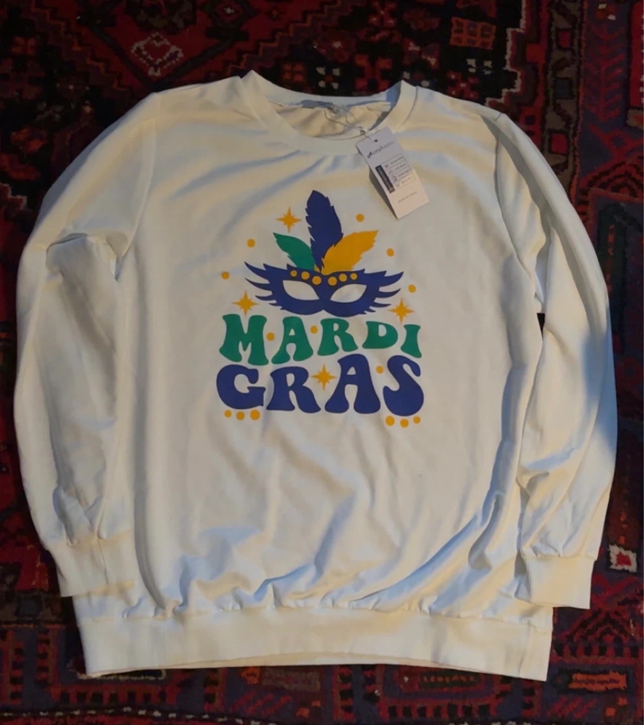 White Mardi Gras Sweatshirt