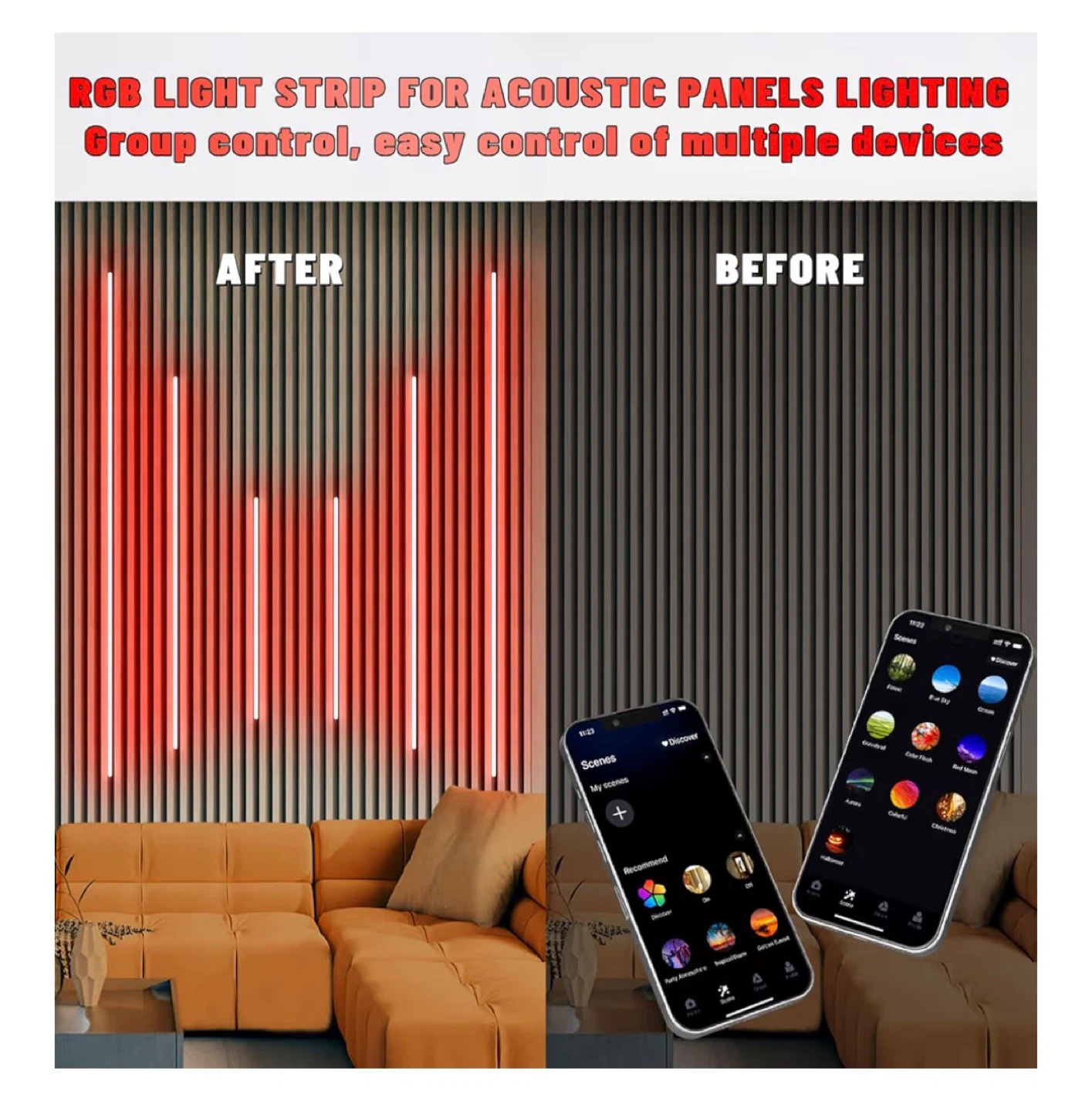 RGB LED Strip Lights for Acoustic Panels - 5 Pack - photo 5