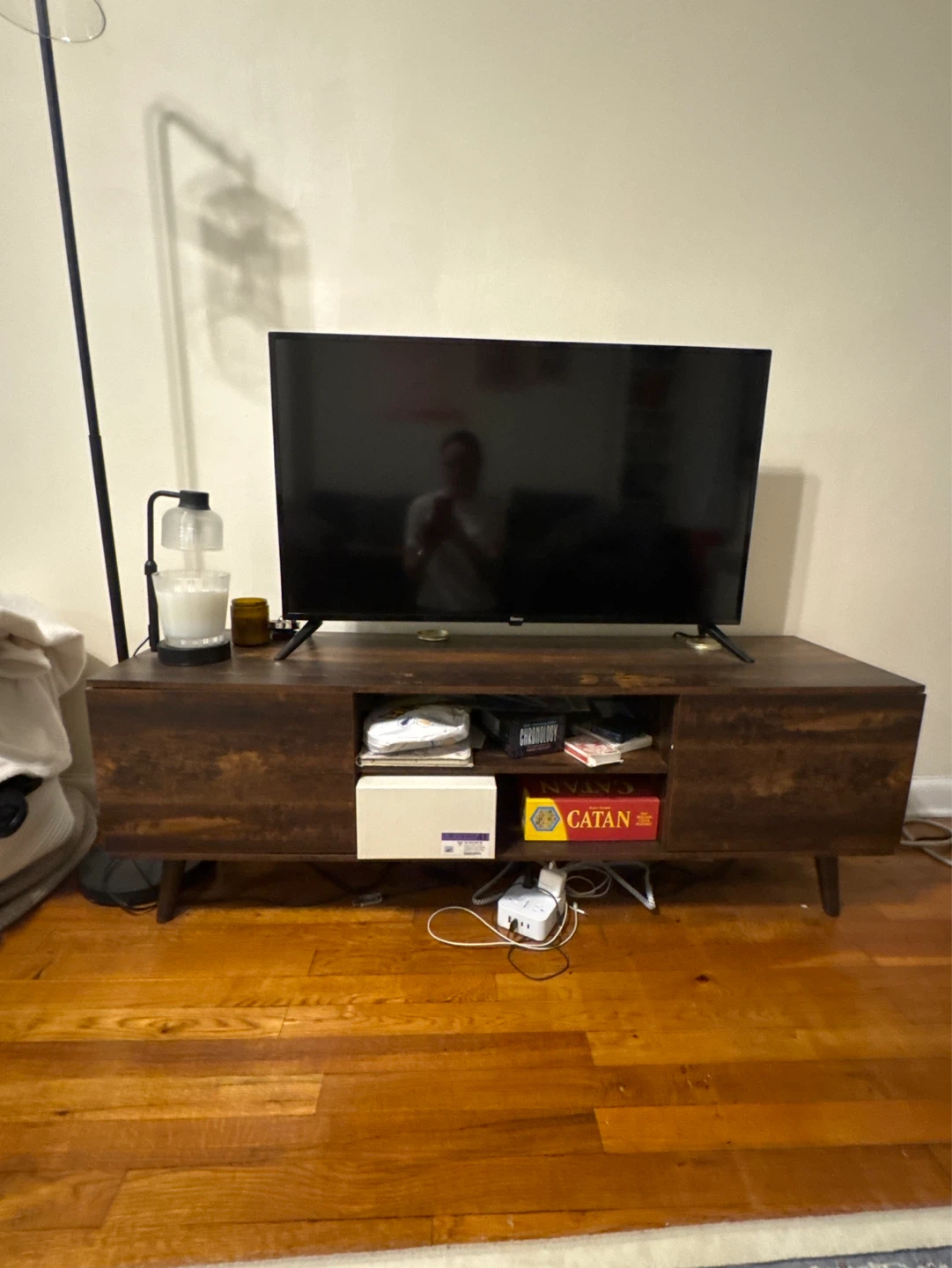 Mid-Century Modern Style TV Stand - Dark Wood