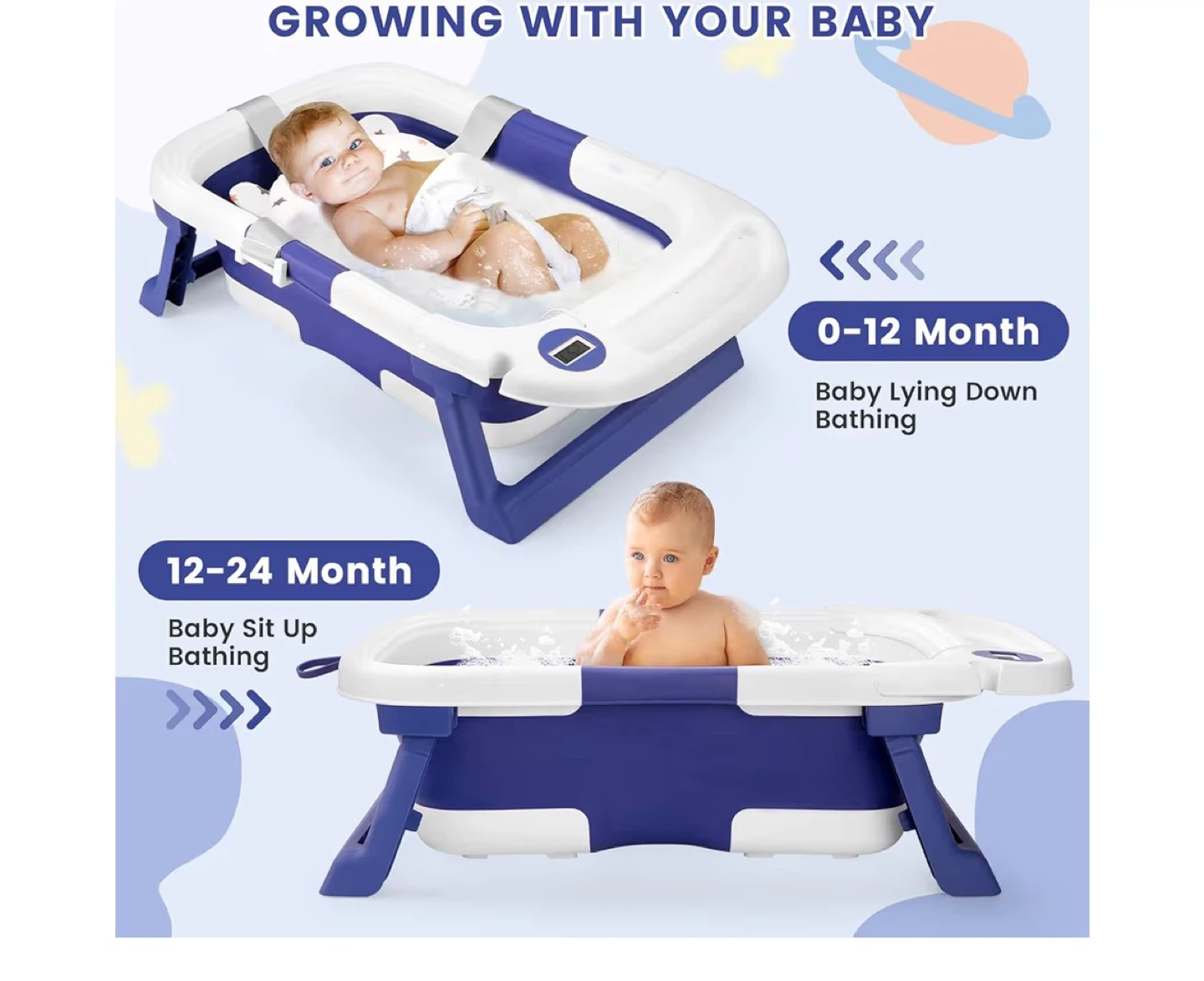 Folding Baby Bathtub brand new  with Temperature Display - photo 4