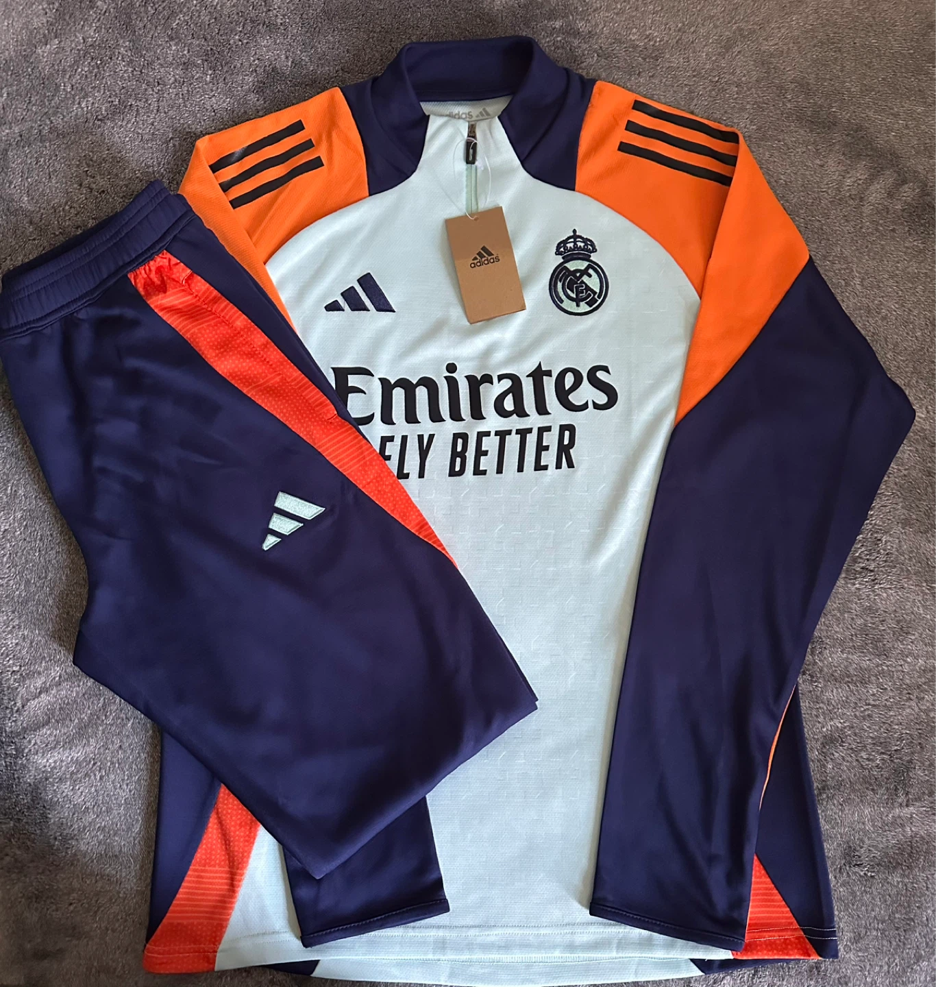 Adidas Real Madrid Tracksuit Top and Bottoms Set