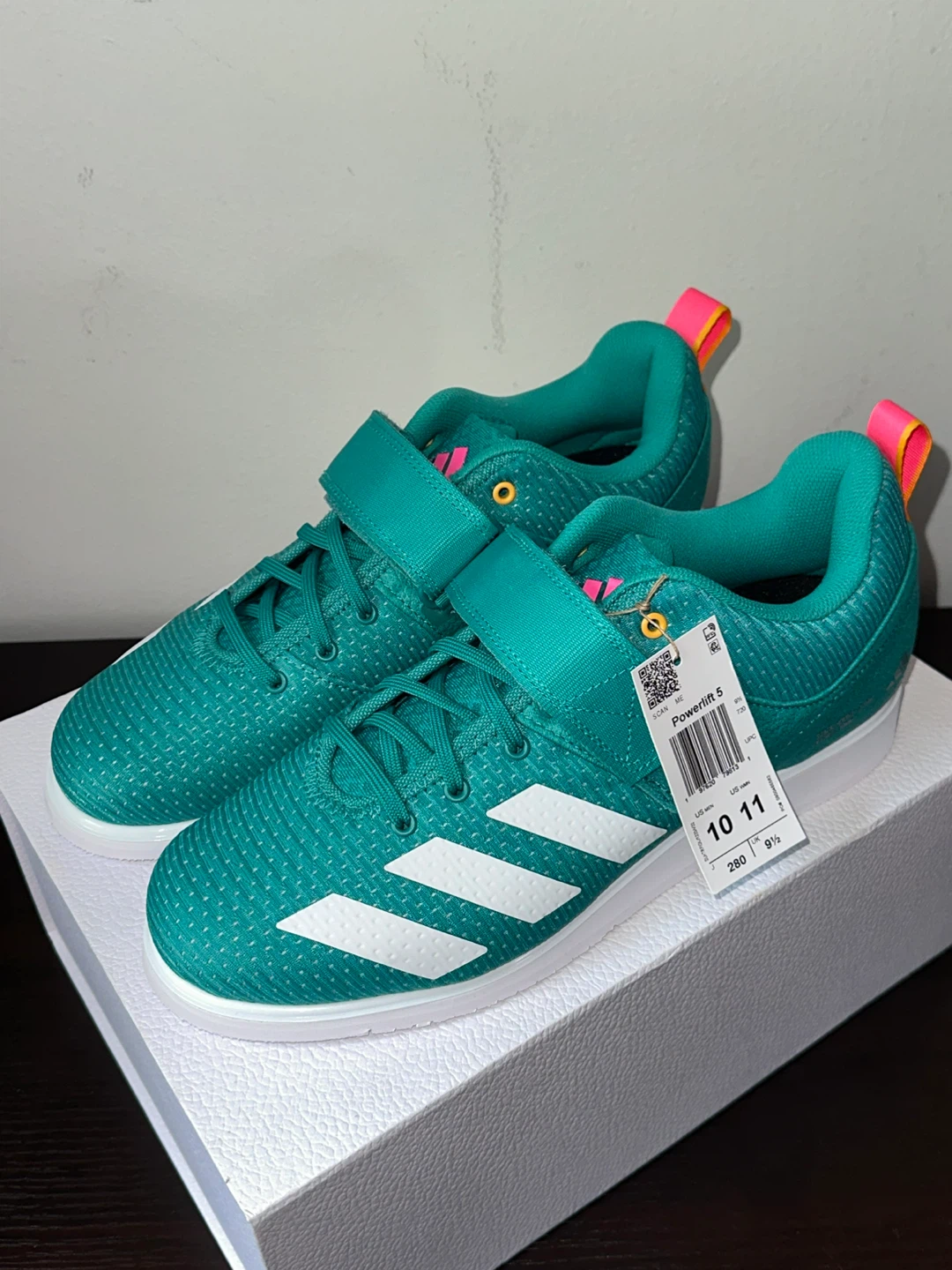 Adidas Powerlift 5 Weightlifting Shoes - Teal/White - Size 10.5