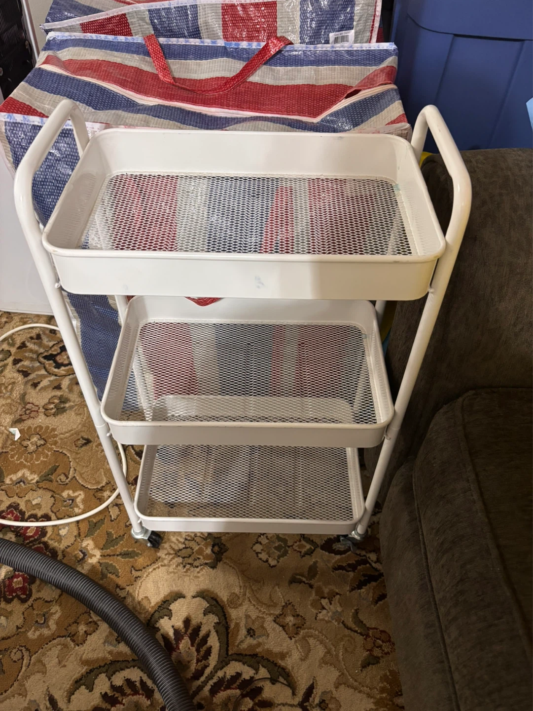 White 3-Tier Rolling Utility Cart