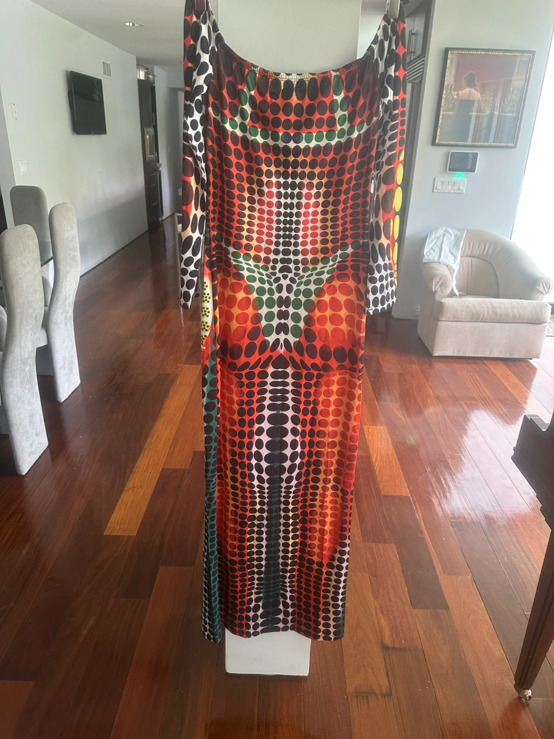 Long Sleeve Illusion Print Maxi Dress - photo 3