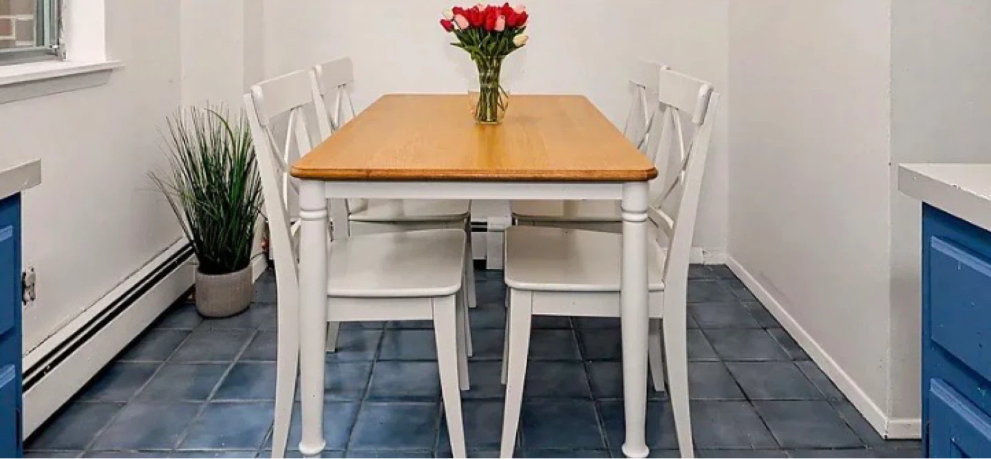 White Dining Chairs and Table Set