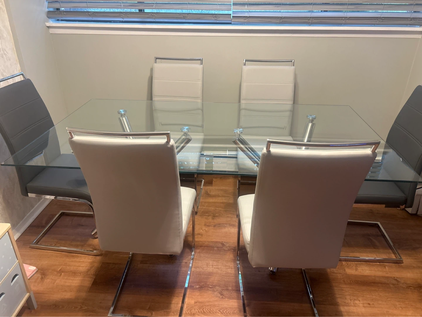 Glass Dining Table with 4 Chairs