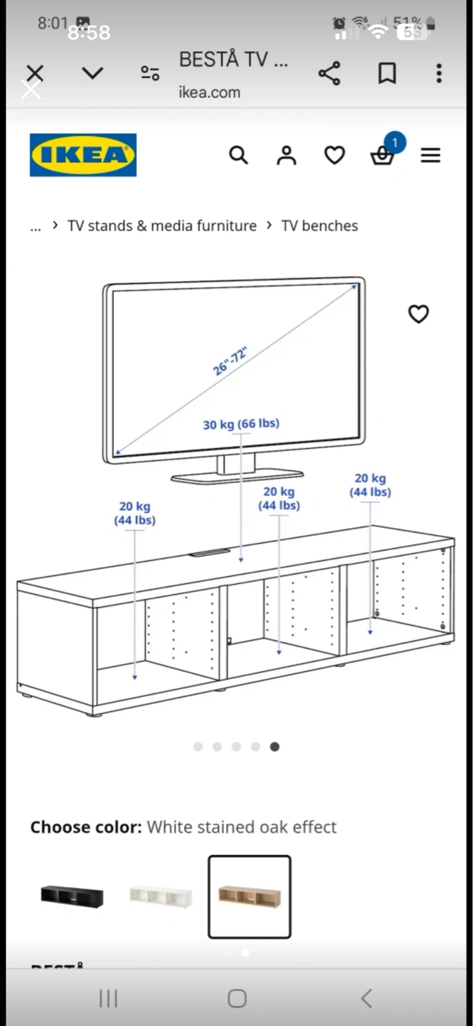 IKEA TV Bench - White Stained Oak Effect - photo 2