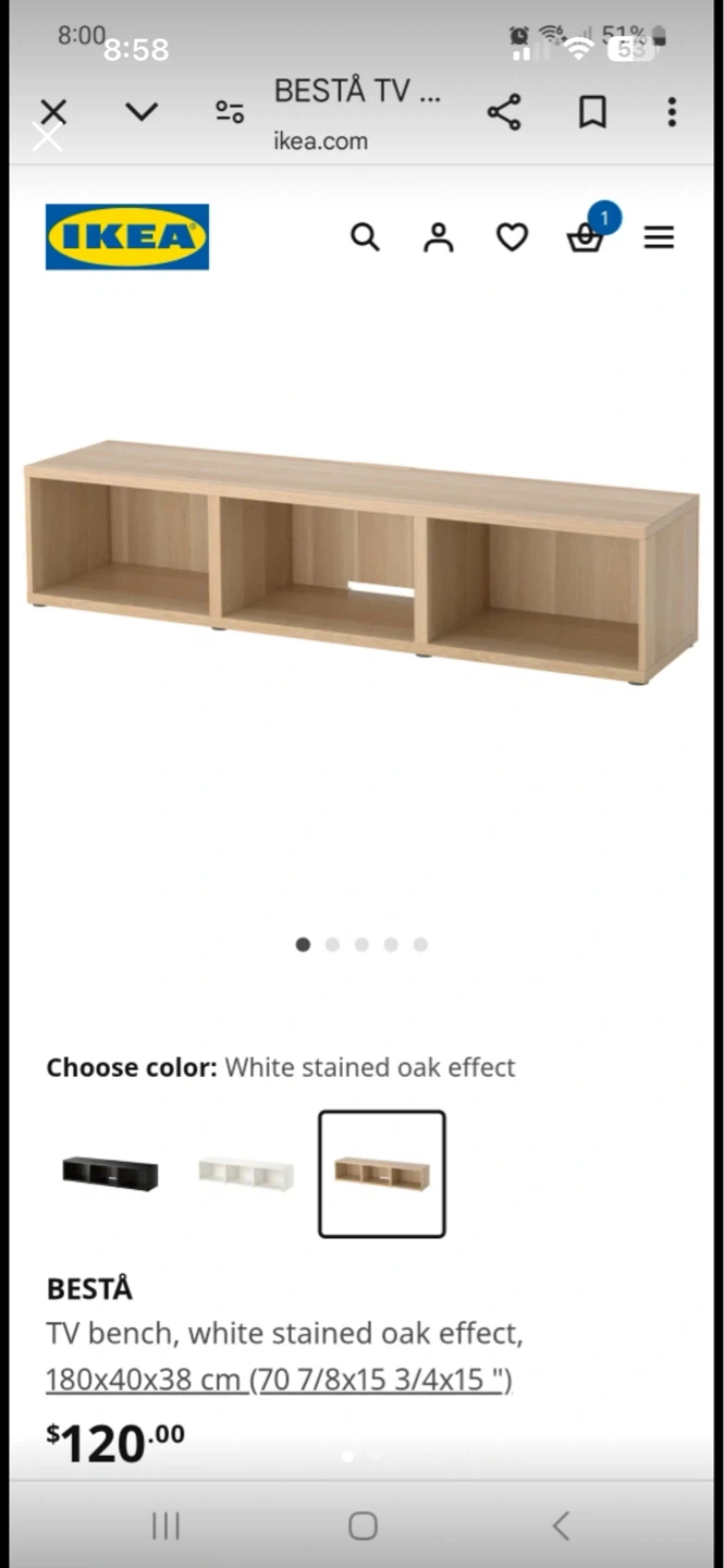 IKEA TV Bench - White Stained Oak Effect