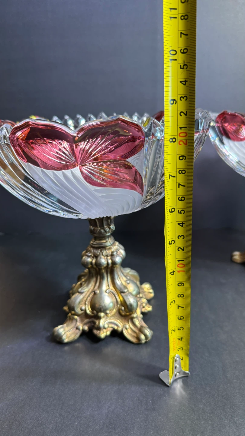 Set of 2 Vintage Crystal Pedestal Candy Dishes - photo 4