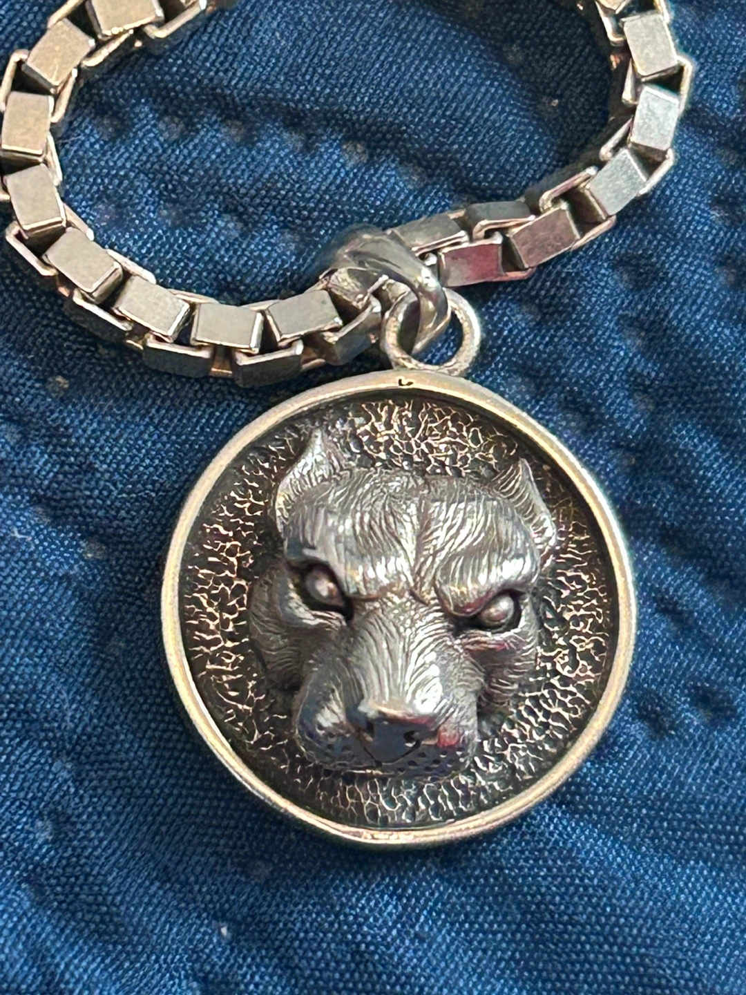 Sterling Silver Wolf Head Pendant Necklace - photo 2