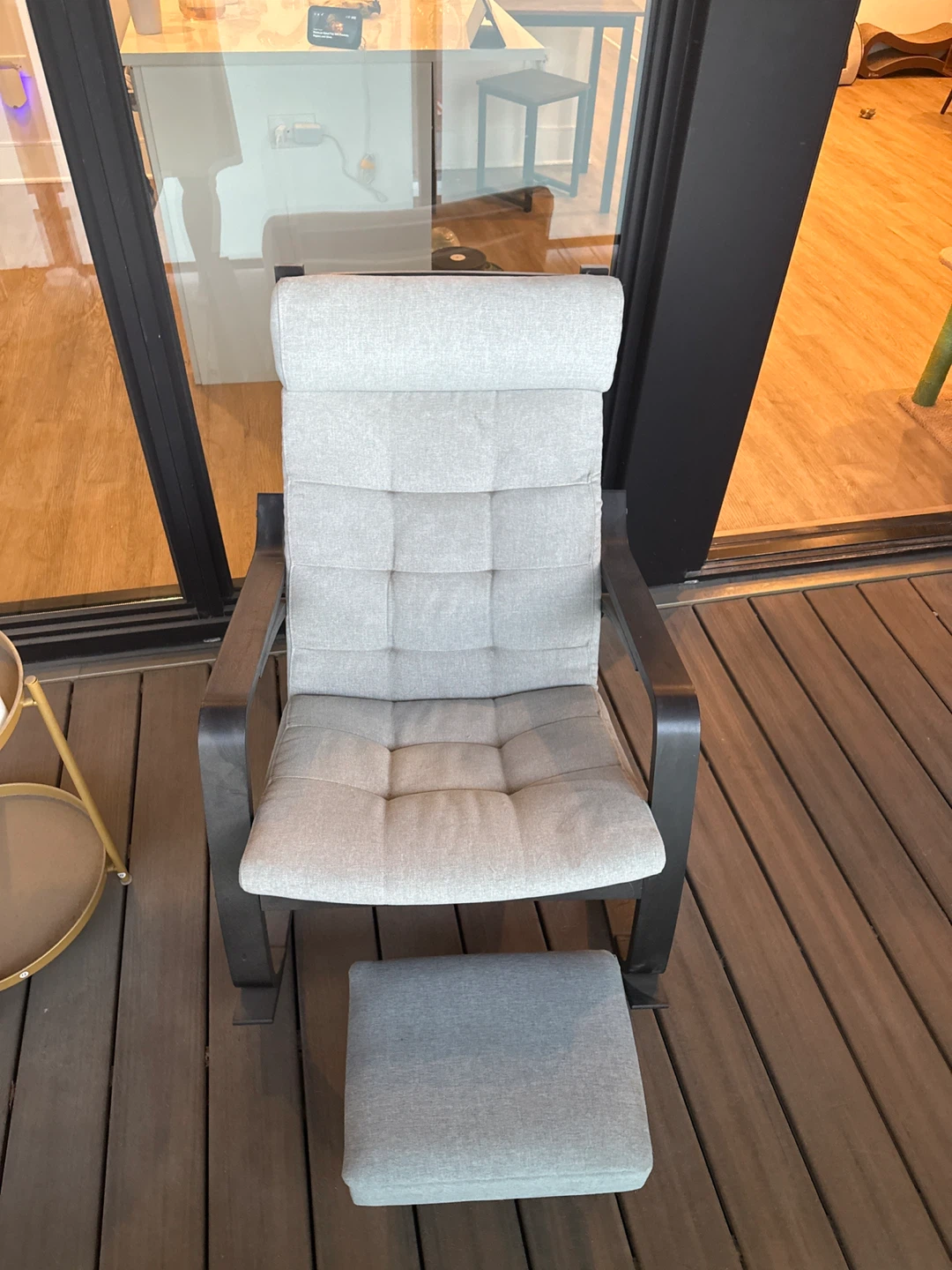 IKEA Light Gray Tufted Rocking Chair with Ottoman