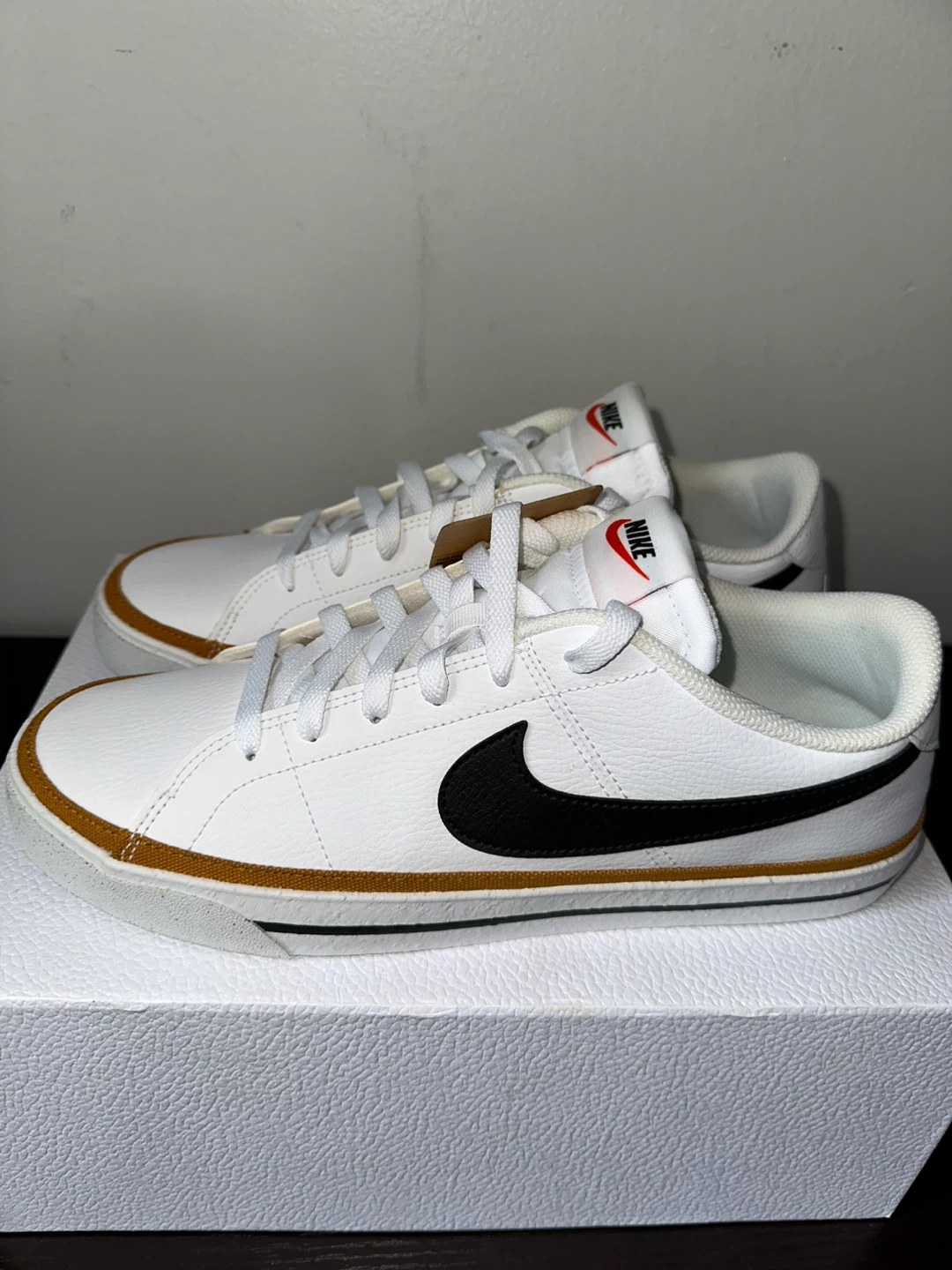 Nike Court Legacy White Black Gold Canvas Shoes Men's Size 10