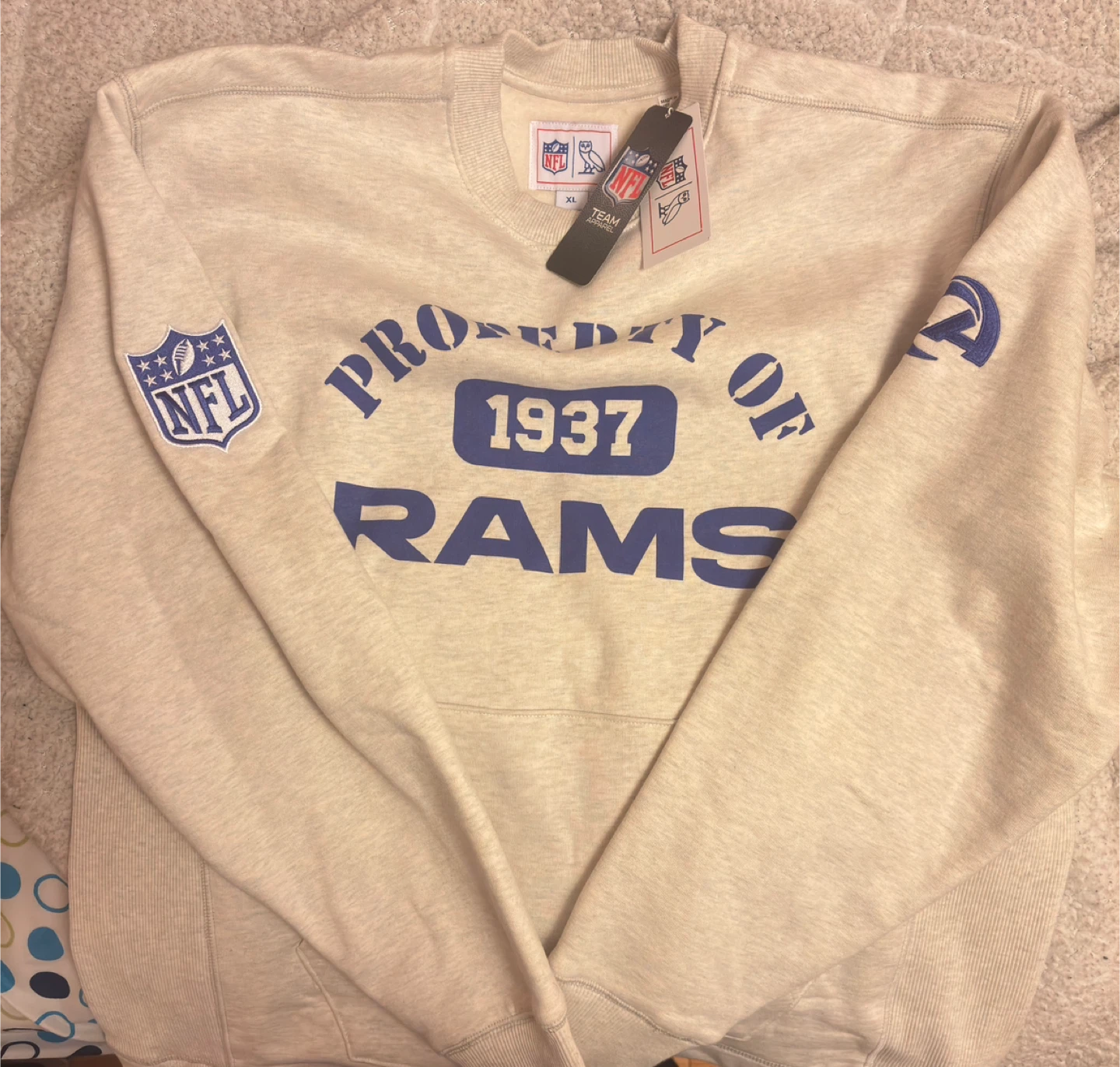 Unisex Los Angeles Rams OVO x NFL Heather Gray Fleece Sweatshirt