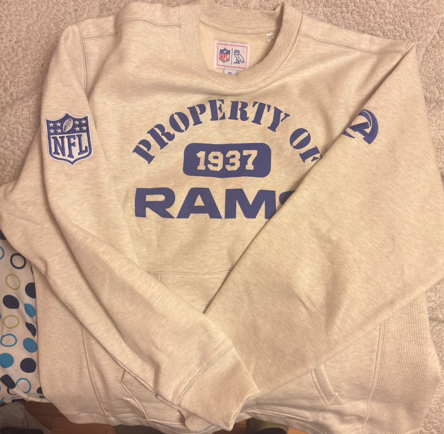 Unisex Los Angeles Rams OVO x NFL Heather Gray Fleece Sweatshirt - photo 3
